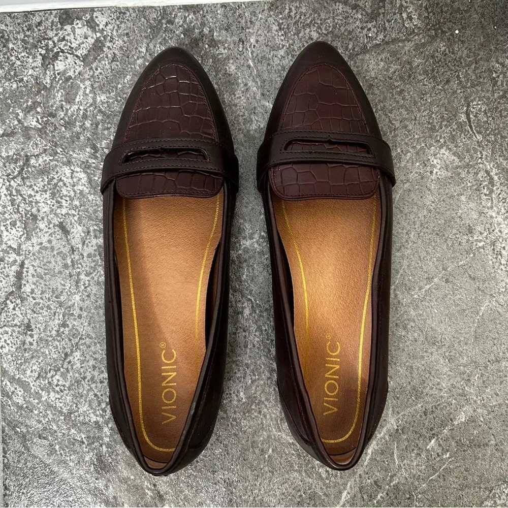 Vionic Burgundy Pointed Toe Penny Loafers Savannah Size 7 Fall Academia Autumn - Picture 6 of 16